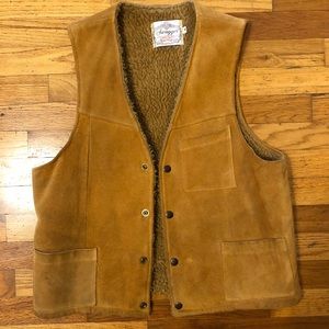 Vintage Brown Suede Leather Sherpa Vest